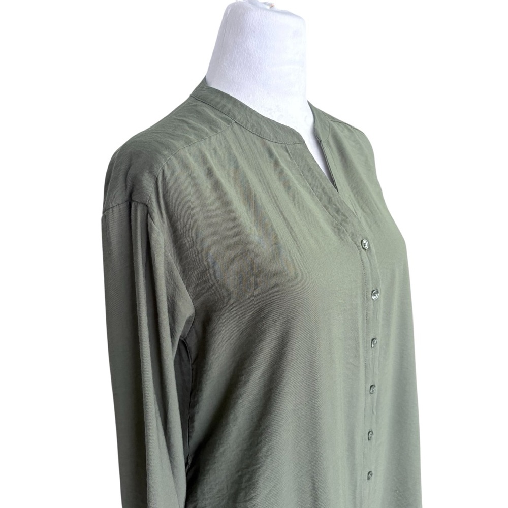 Banana Republic Button-Down Long Sleeve Maxi Kaftan Dress in Olive Green XS Tall - Picture 7 of 9